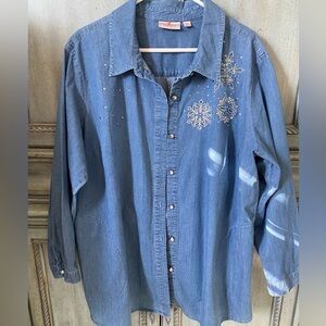 Quacker Factory Indigo Denim Top